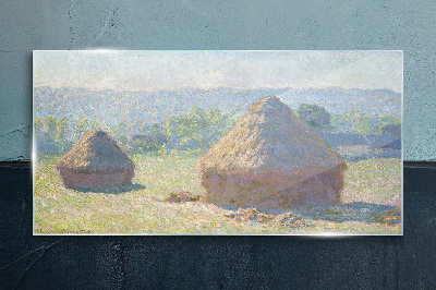 Üvegkép Nyári nap a szénakazalok felett