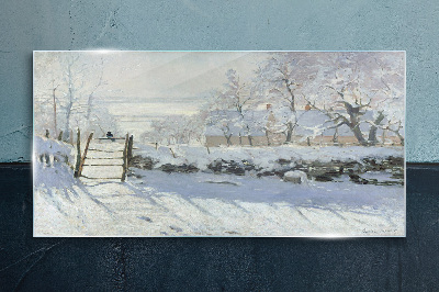 Üvegkép Téli táj egy kapuval