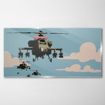 Üvegkép Helikopterek rózsaszín íjakban