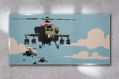 Üvegkép Helikopterek rózsaszín íjakban