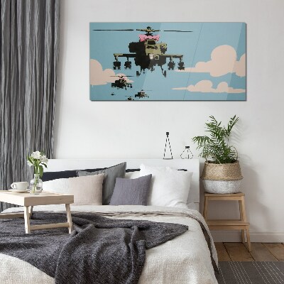 Üvegkép Helikopterek rózsaszín íjakban
