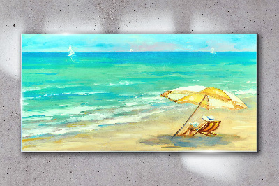Üvegkép Beach Sea Waves Umbrella