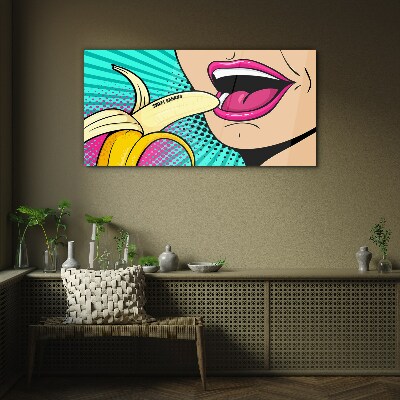 Üvegkép Édes banán pop art stílusban