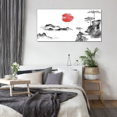 Üvegkép Japán táj piros labdával
