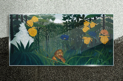 Üvegkép Természet virágok oroszlán