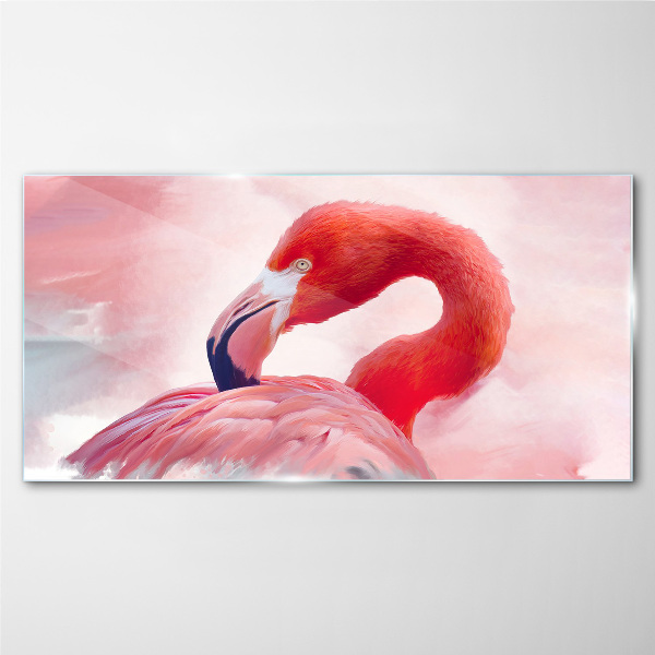 Üvegkép Rózsaszín flamingó pasztell színekben