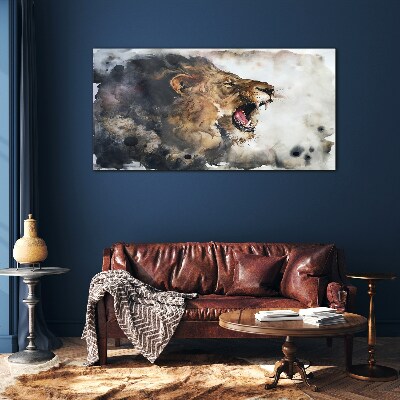 Üvegkép Egy állat oroszlán absztrakciója