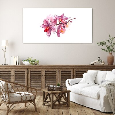 Üvegkép Rózsaszín orchideák fehér alapon