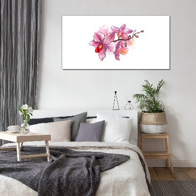 Üvegkép Rózsaszín orchideák fehér alapon