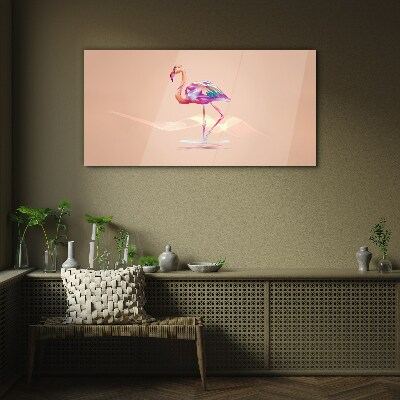 Üvegkép Rózsaszín flamingó pasztell háttérrel