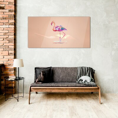 Üvegkép Rózsaszín flamingó pasztell háttérrel