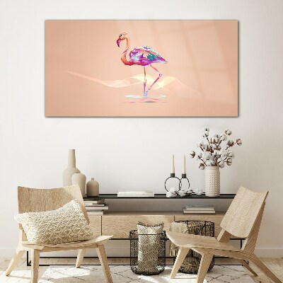 Üvegkép Rózsaszín flamingó pasztell háttérrel