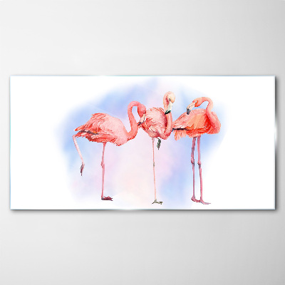 Üvegkép Rózsaszín flamingók pasztell alapon