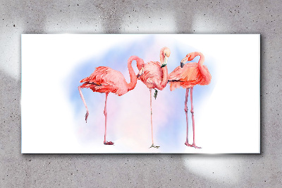 Üvegkép Rózsaszín flamingók pasztell alapon