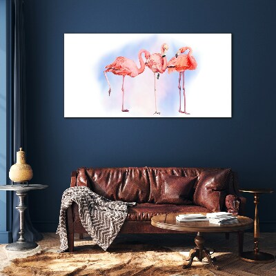 Üvegkép Állatok madarak flamingók