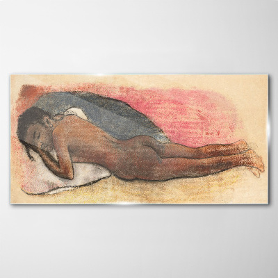 Üvegkép Alvó figura egy párnán