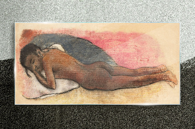 Üvegkép Alvó figura egy párnán
