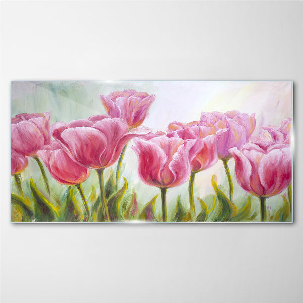 Üvegkép Rózsaszín tulipán tavaszi ragyogásban