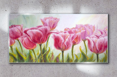 Üvegkép Rózsaszín tulipán tavaszi ragyogásban