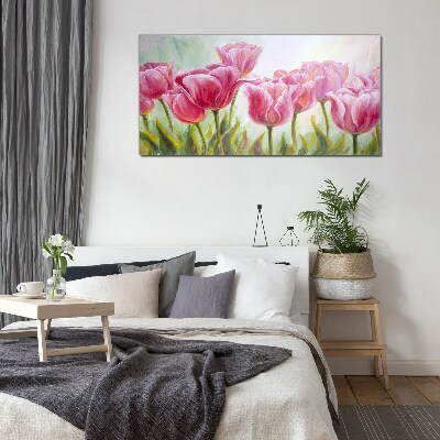Üvegkép Rózsaszín tulipán tavaszi ragyogásban