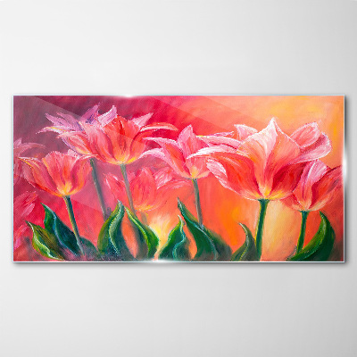 Üvegkép Tulipánok rózsaszín árnyalatokban