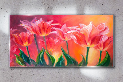 Üvegkép Tulipánok rózsaszín árnyalatokban