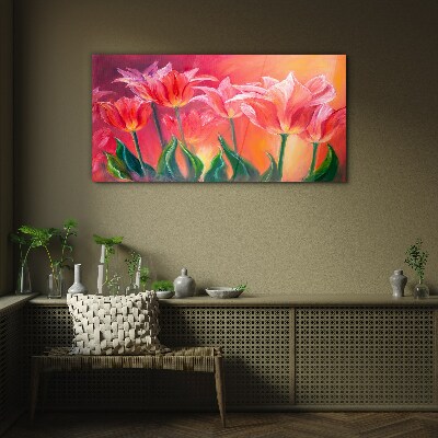 Üvegkép Tulipánok rózsaszín árnyalatokban