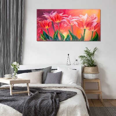 Üvegkép Tulipánok rózsaszín árnyalatokban