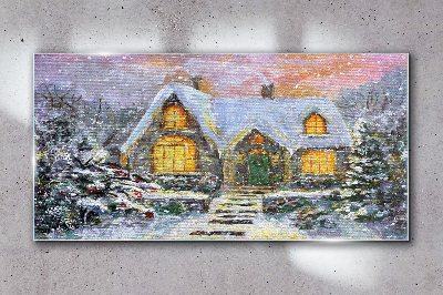 Üvegkép Téli ház hó