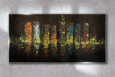 Üvegkép A városi fények absztrakciója
