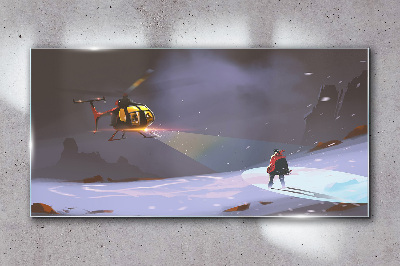 Üvegkép Hó helikopter hegyek