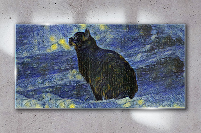 Üvegkép Absztrakció macska éjszakai csillag