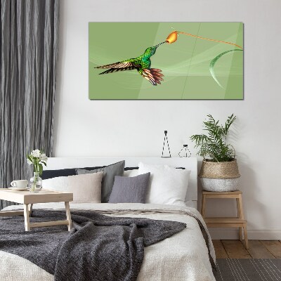 Üvegkép Kolibri egy virágnál