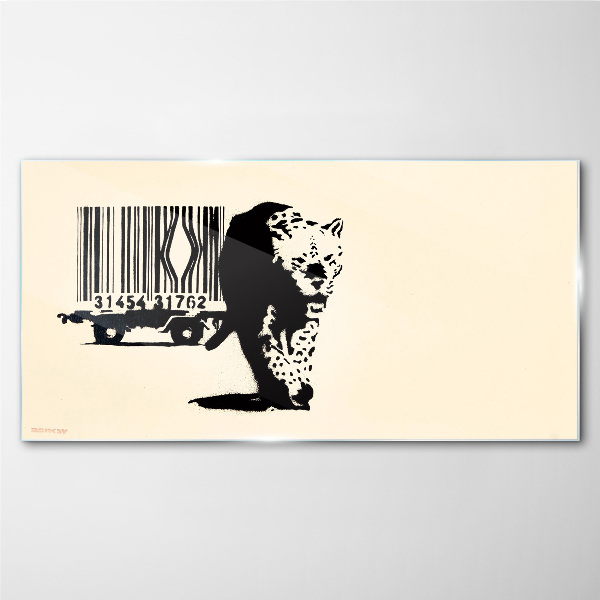 Üvegkép Banksy leopárd vonalkód