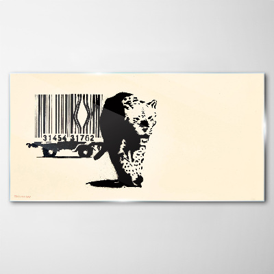 Üvegkép Banksy leopárd vonalkód