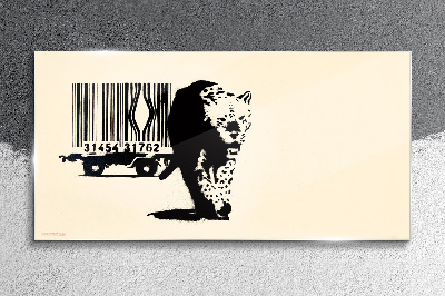 Üvegkép Banksy leopárd vonalkód