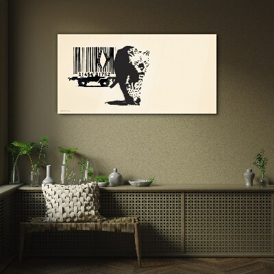 Üvegkép Banksy leopárd vonalkód
