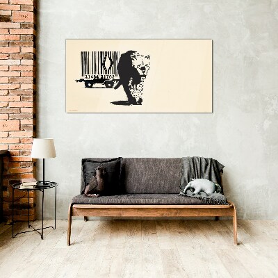Üvegkép Banksy leopárd vonalkód