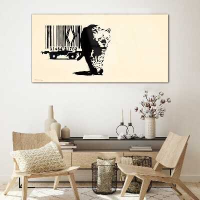 Üvegkép Banksy leopárd vonalkód