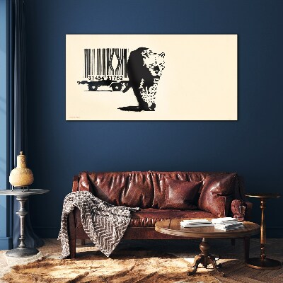Üvegkép Banksy leopárd vonalkód