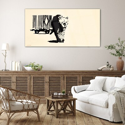 Üvegkép Banksy leopárd vonalkód