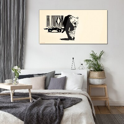 Üvegkép Banksy leopárd vonalkód