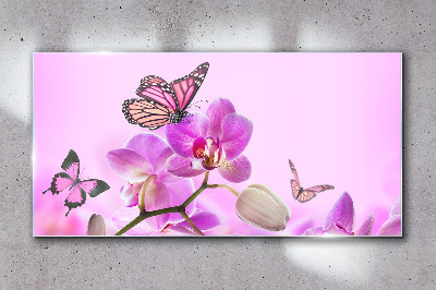 Üvegkép Virágok természet pillangó