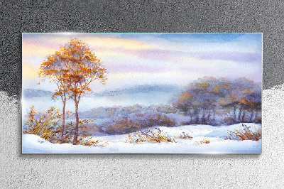 Üvegkép Téli fa festés