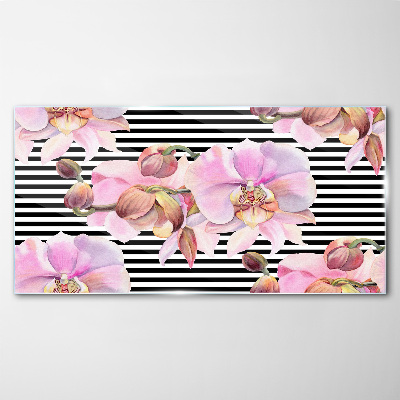Üvegkép Orchideák a háttérben a fekete csíkok