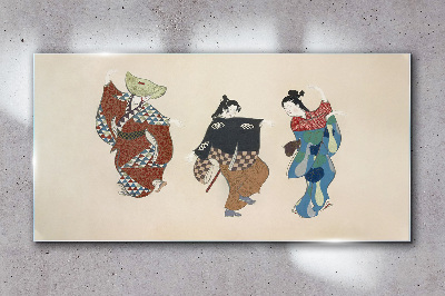 Üvegkép Japán táncosok népviseletben