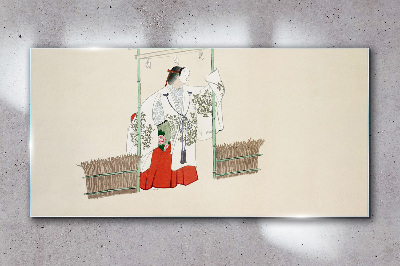 Üvegkép Hagyományos japán jelenet egy nővel