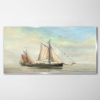 Üvegkép Tengerfestmény hajó halász