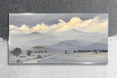 Üvegkép Ködös hegyi panoráma