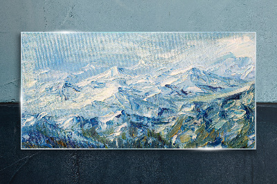 Üvegkép Téli festészet hegyek